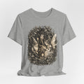 Woodland Gathering T-Shirt in Heather True Royal detail - moonlit forest creatures lantern close-up graphic