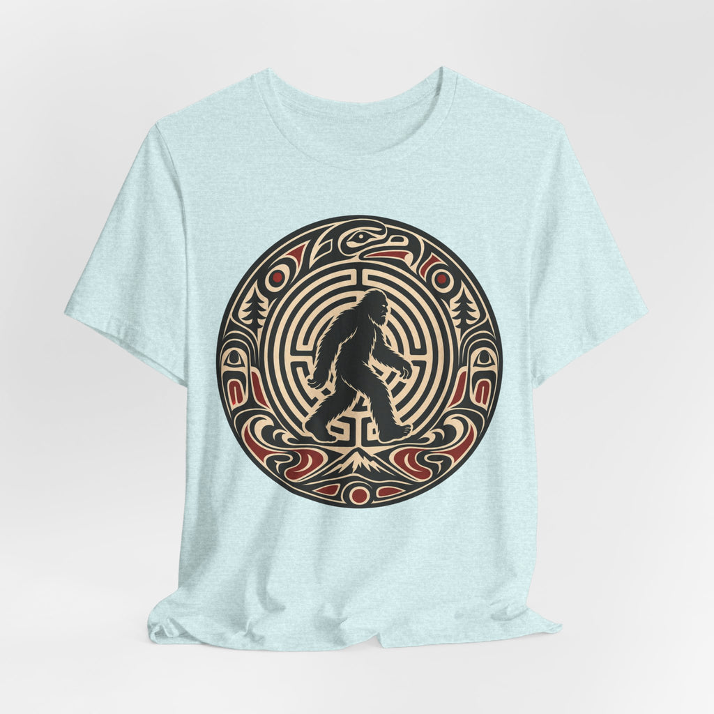 Bigfoot Pacific Northwest T-Shirt in Brown - Sasquatch Northwest Coast art graphic tee, Barely Outdoorsy