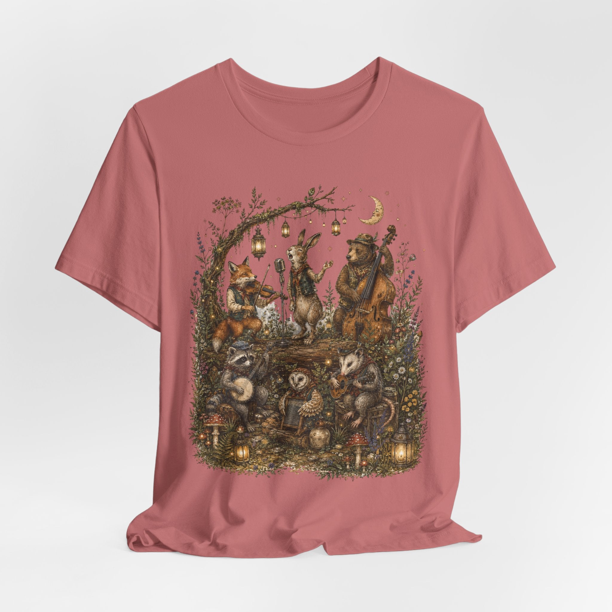 Woodland Band Moonlight Concert T-Shirt in White - goblincore woodland band moonlit graphic tee, Barely Outdoorsy