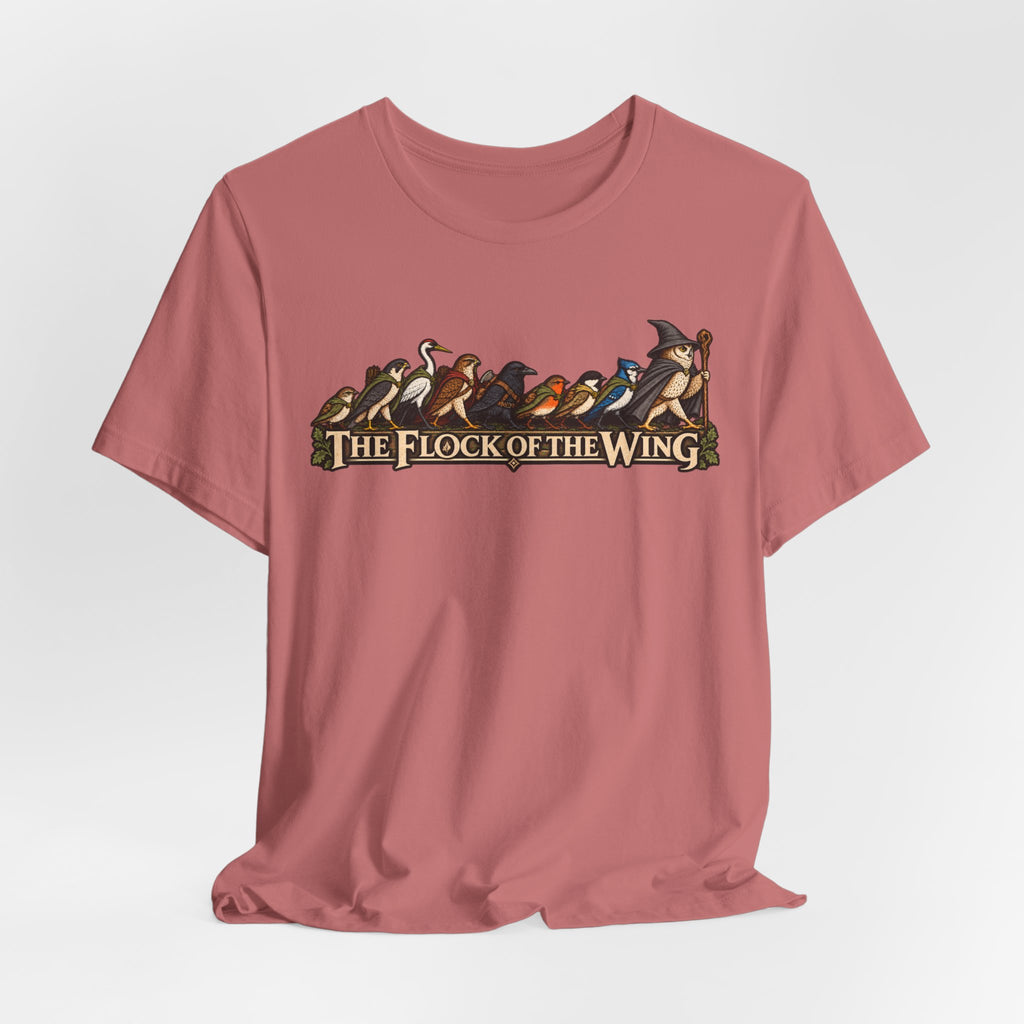 The Flock of the Wing T-Shirt in Heather True Royal - murmuration flock silhouette graphic tee, Barely Outdoorsy Bella Canvas