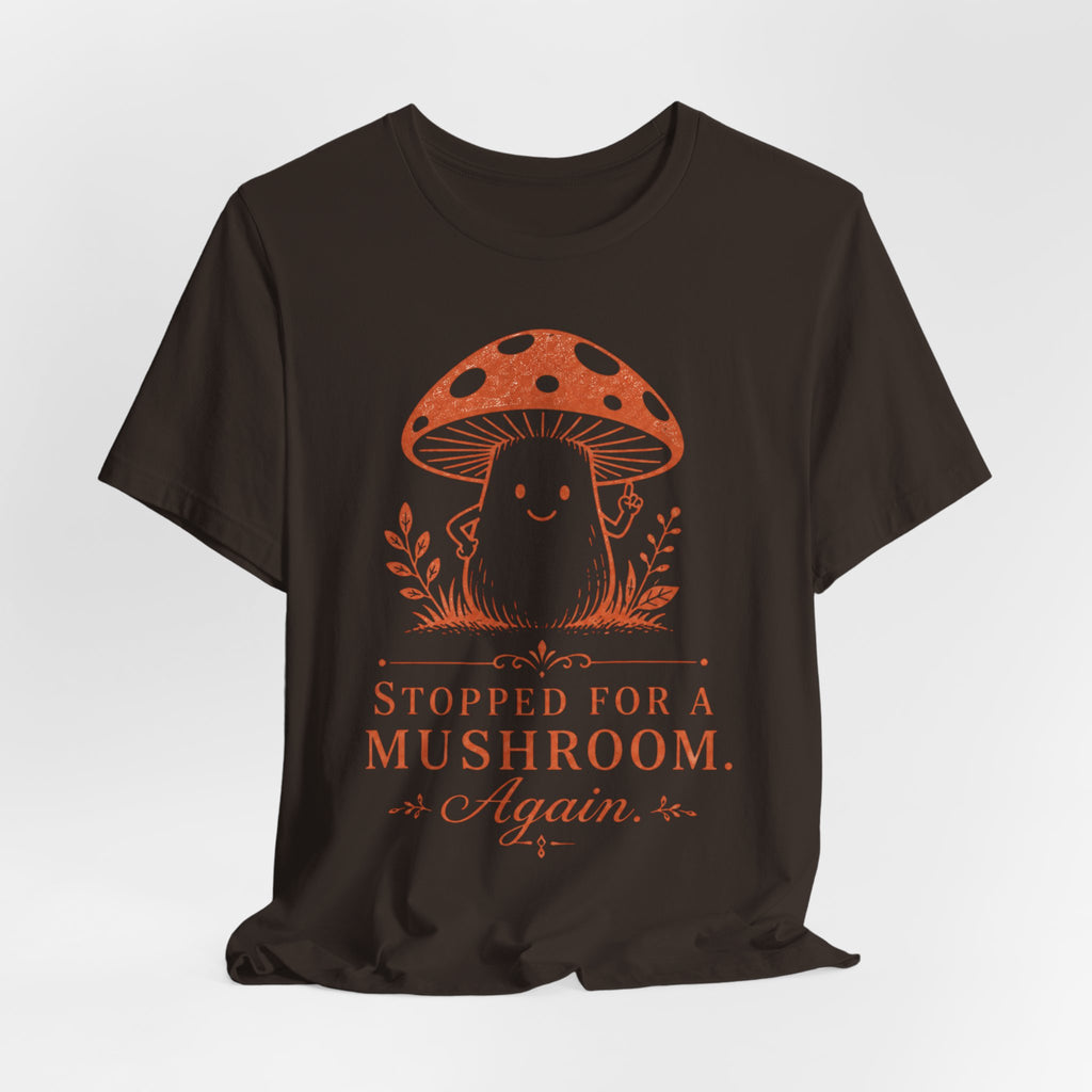 Stopped for a Mushroom Again Tee in Brown - vintage rust ink mushroom graphic tee, Barely Outdoorsy