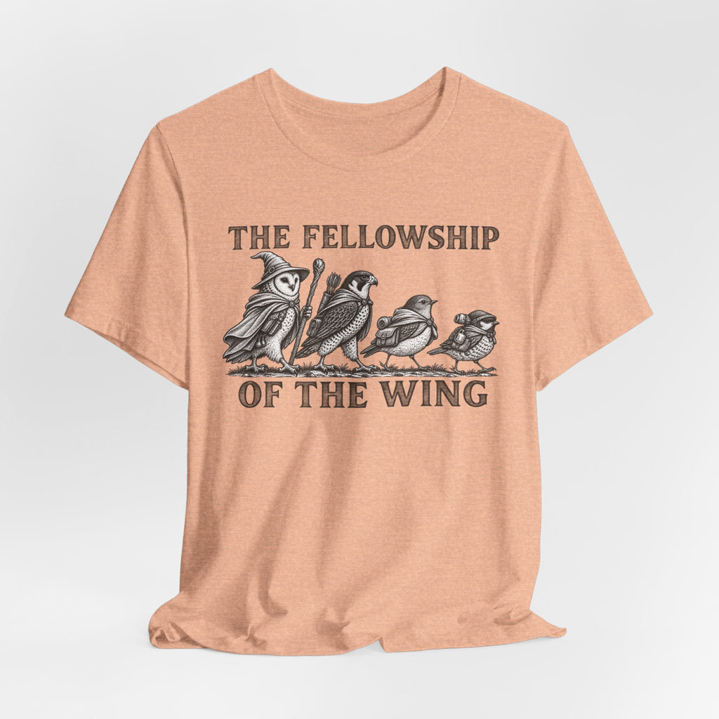 The Fellowship of the Wing Tee in Pink - starling murmuration flock silhouette shirt, Barely Outdoorsy