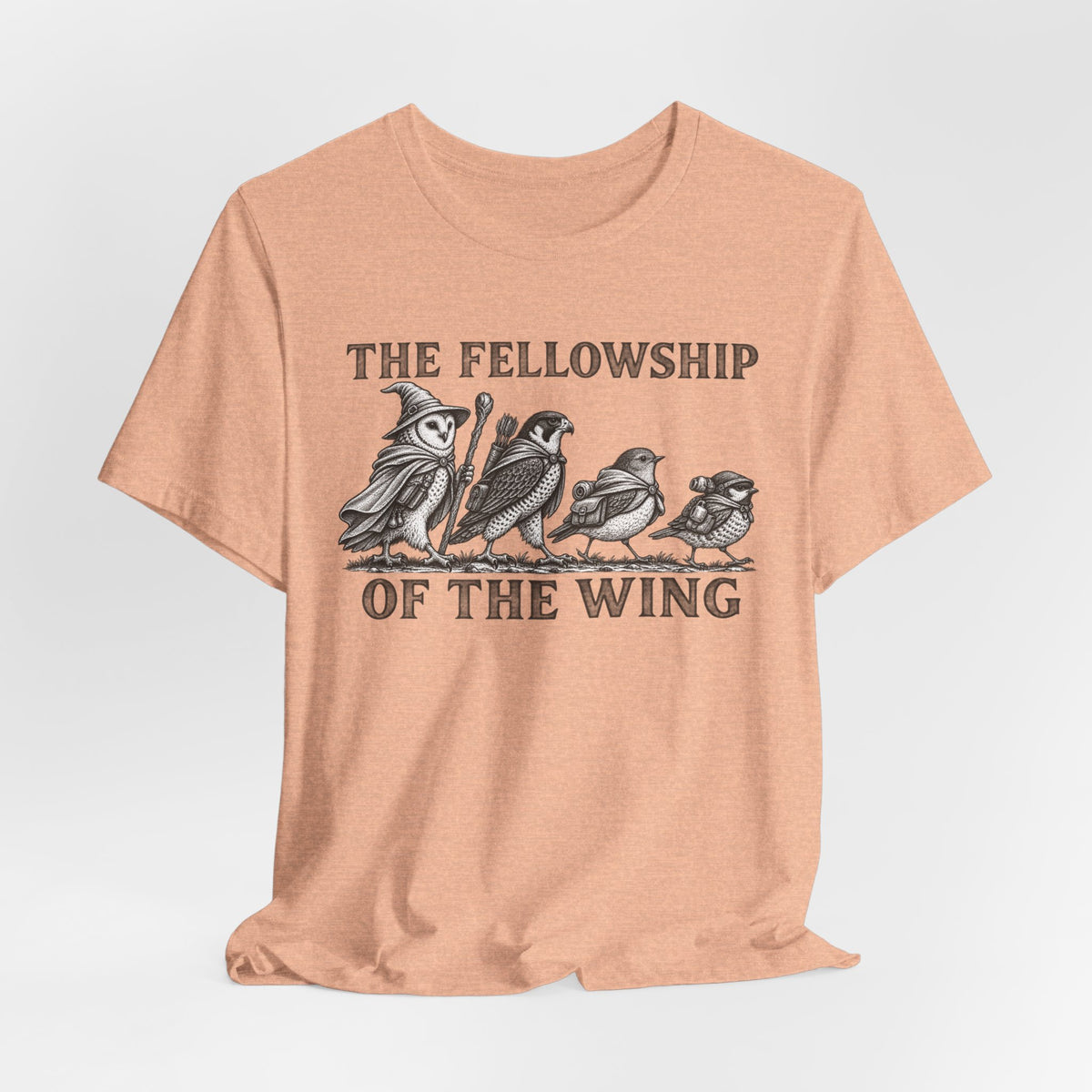 The Fellowship of the Wing Tee in Pink - starling murmuration flock silhouette shirt, Barely Outdoorsy