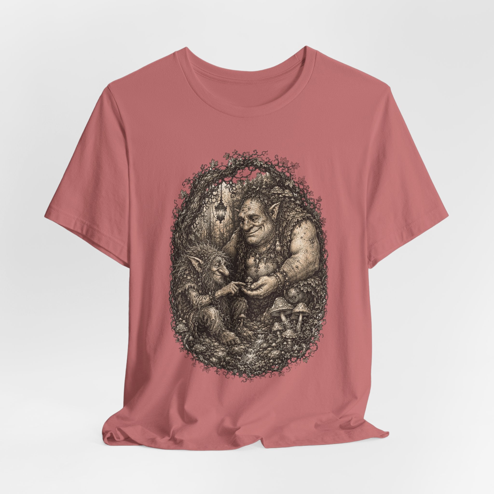 Forest Trolls Tee in Maroon - funny forest troll fantasy humor shirt, Barely Outdoorsy Bella Canvas 3001