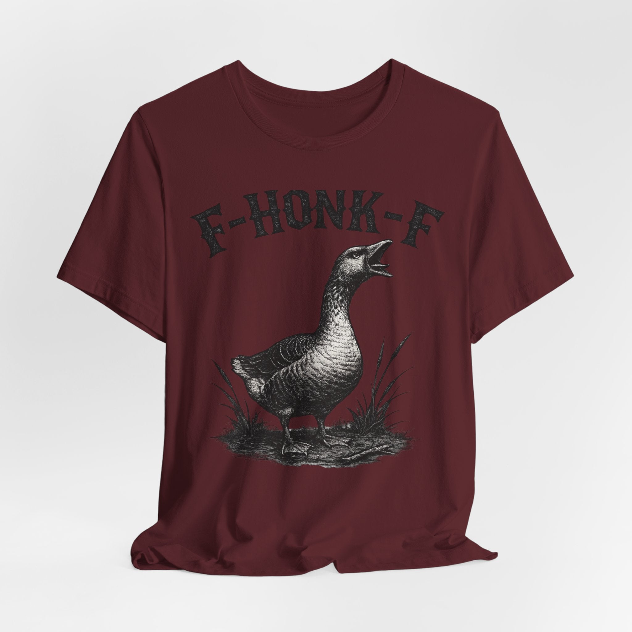 F-HONK-F Funny Goose T-Shirt in Heather Prism Lilac - gothic blackletter goose pun graphic tee, Barely Outdoorsy