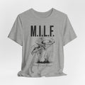 Man I Love Fungi T-Shirt flat lay Athletic Heather - unisex crew neck mushroom pun graphic tee, Barely Outdoorsy