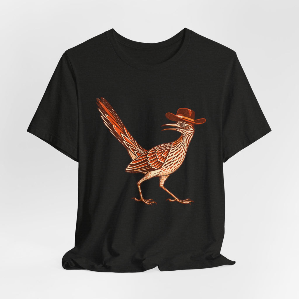 Cowboy Roadrunner T-Shirt in Heather Maroon - funny Southwest cowboy roadrunner humor graphic tee, Barely Outdoorsy
