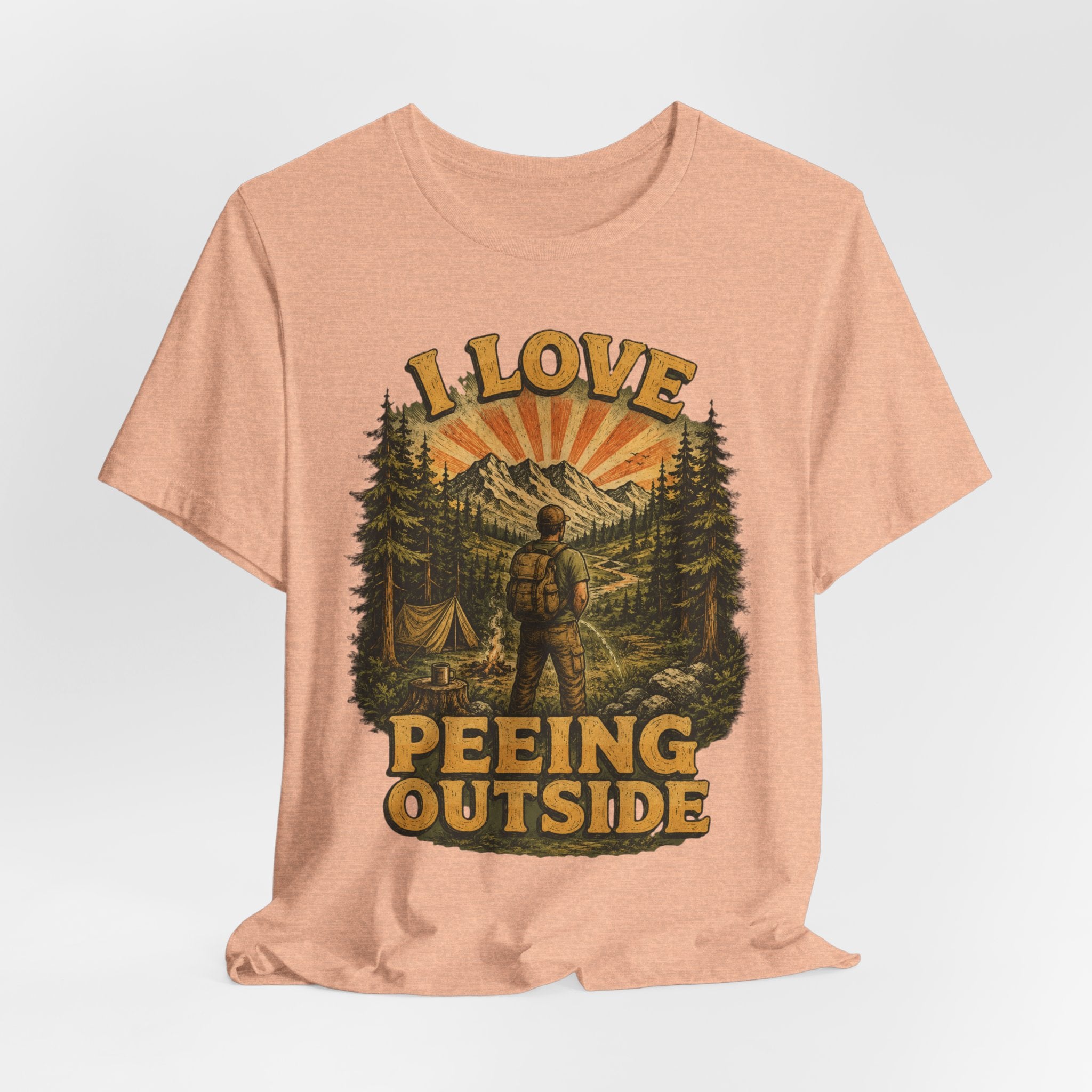 I Love Peeing Outside T-Shirt in Black Heather - funny outdoor camping graphic tee, Barely Outdoorsy