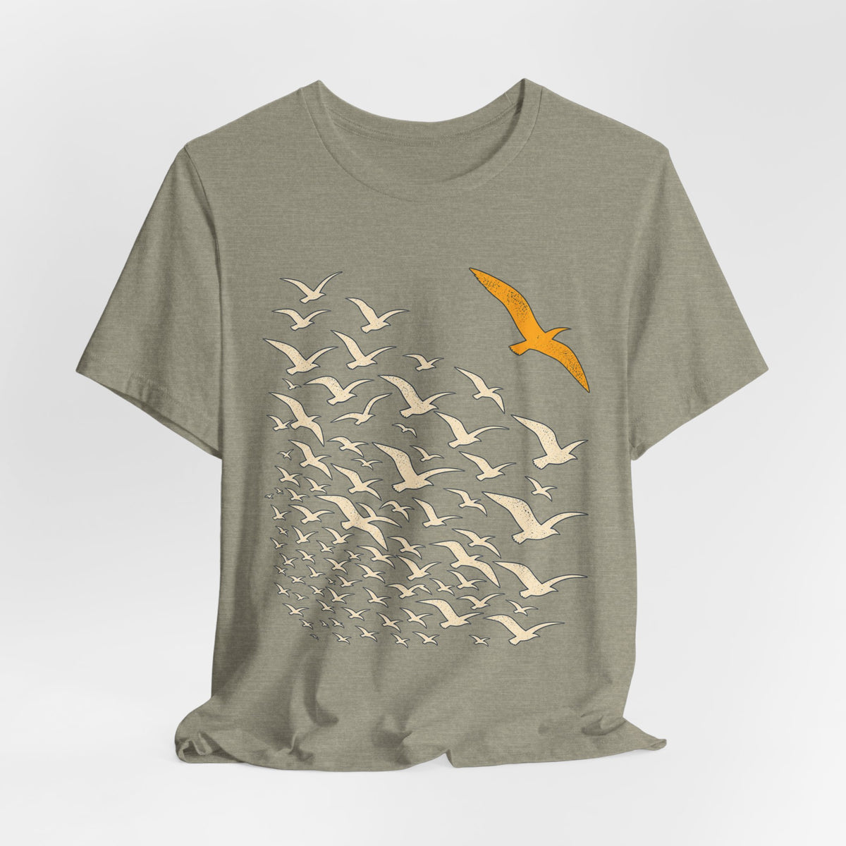 Break From the Flock Bird T-Shirt in Heather Green - funny bird break from the flock introvert graphic tee, Barely Outdoorsy