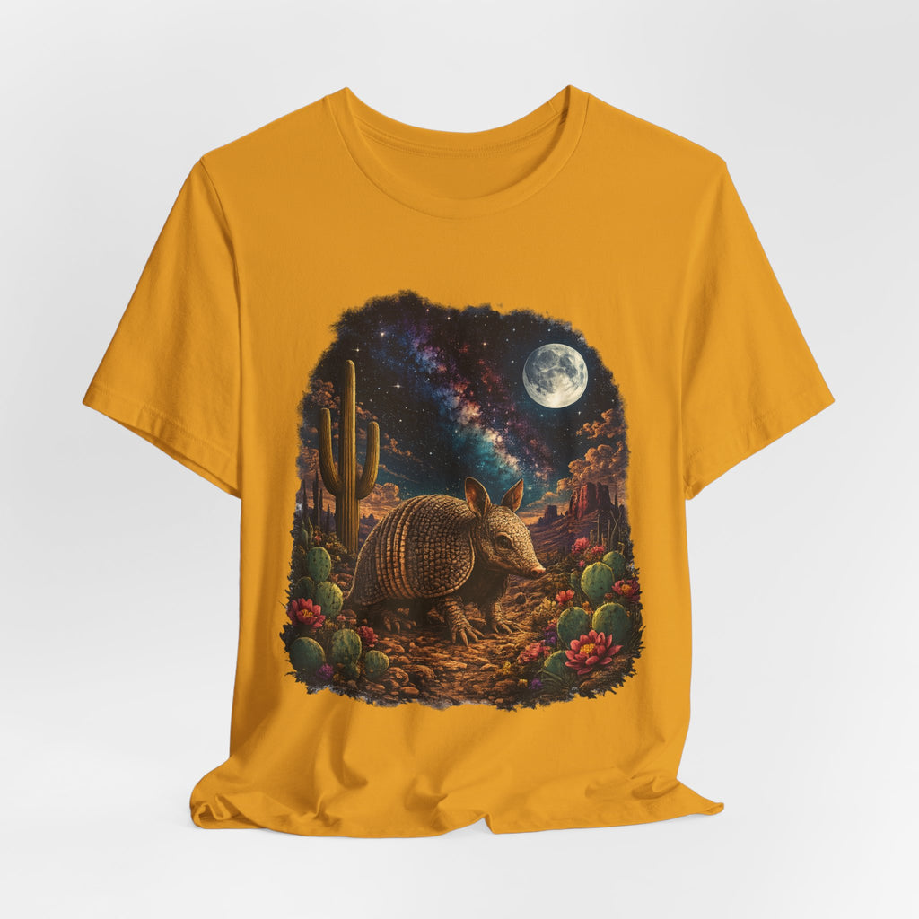 Desert Armadillo Starry Night Tee in Maroon - impressionist armadillo starry night Southwest shirt, Barely Outdoorsy Bella Canvas 3001