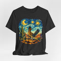 Starry Night Roadrunner Tee flat lay Dark Grey Heather - unisex crew neck impressionist roadrunner graphic tee, Barely Outdoorsy