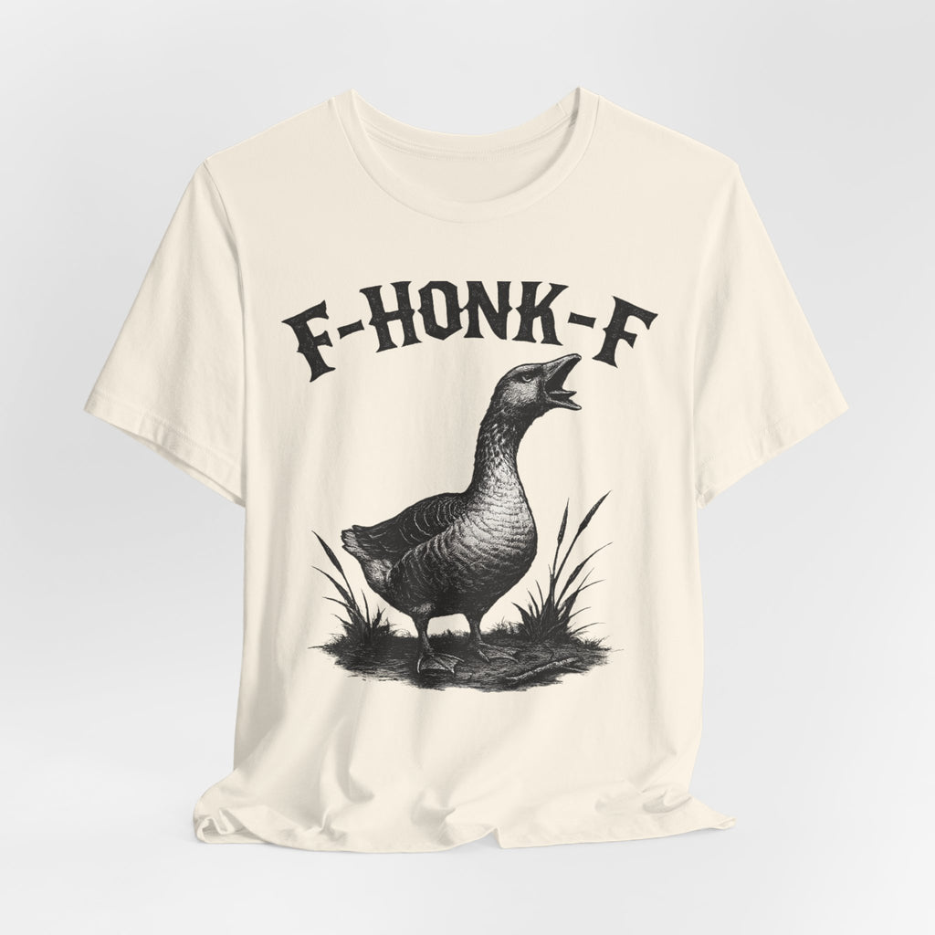 F-HONK-F Goose Tee in Maroon - funny goose gothic blackletter honk shirt, Barely Outdoorsy