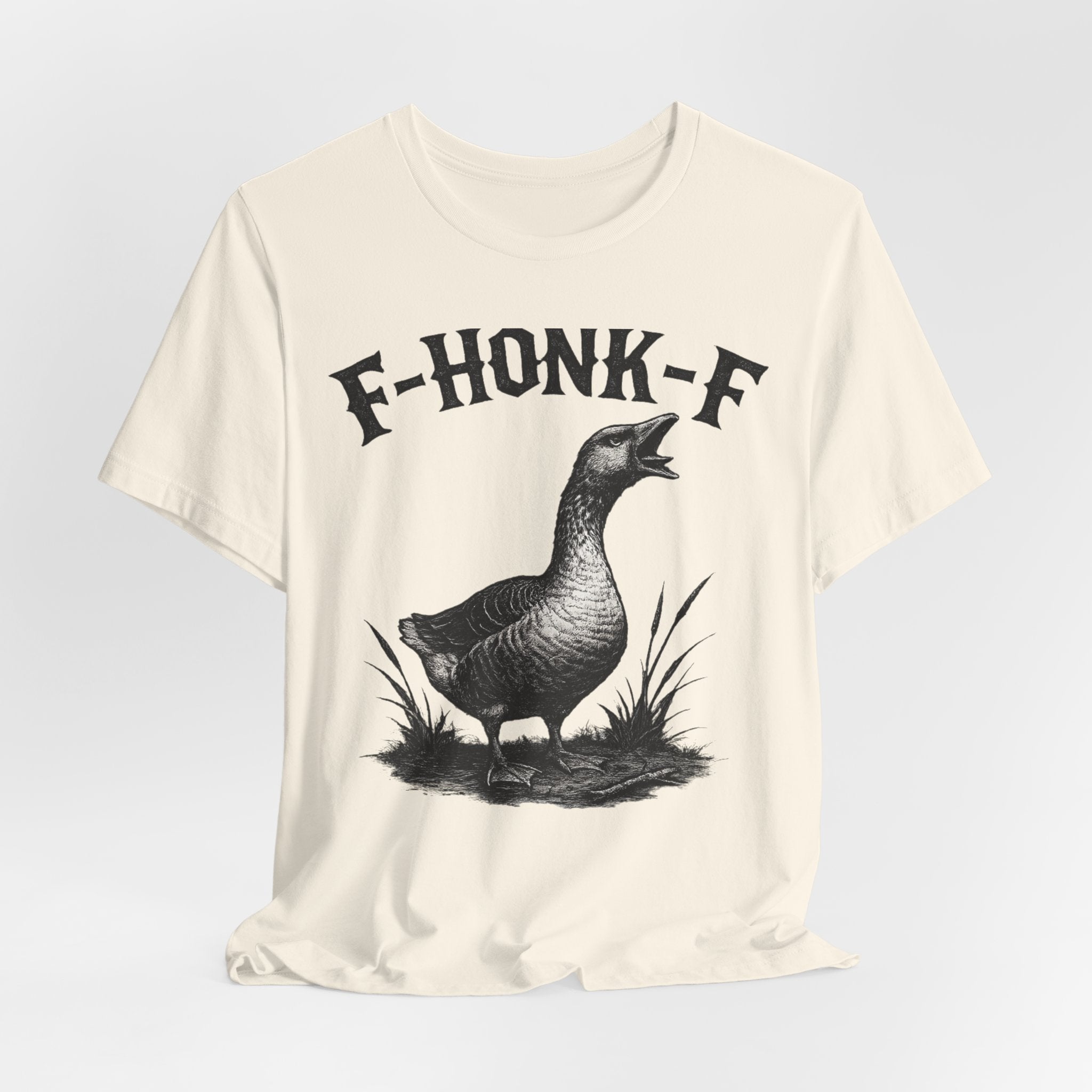 F-HONK-F Goose Tee in Maroon - funny goose gothic blackletter honk shirt, Barely Outdoorsy
