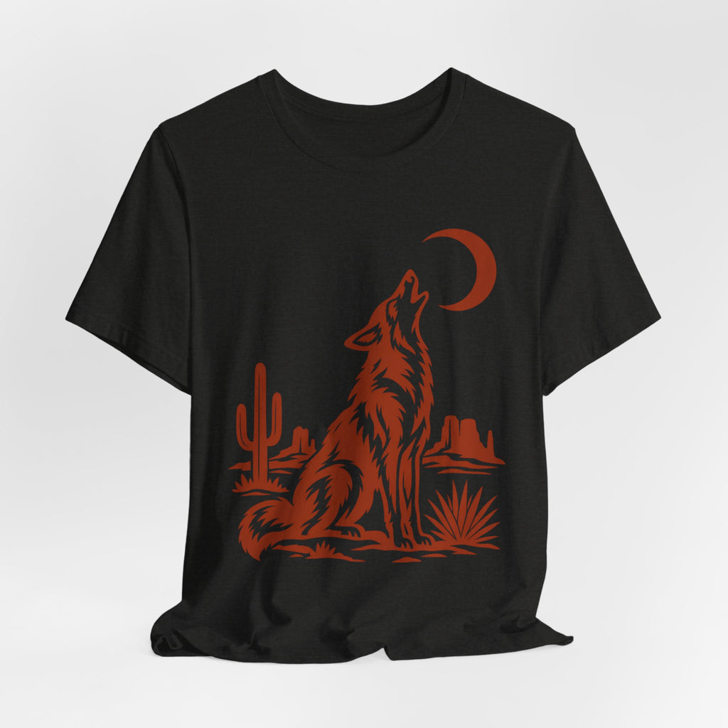 Coyote Moon Silhouette Tee in Heather Prism Ice Blue - coyote moon silhouette shirt, Barely Outdoorsy Bella Canvas 3001