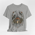 Psychedelic Hiking Club T-Shirt in Heather Peach - dark cottagecore hiking club graphic tee, Barely Outdoorsy Bella Canvas