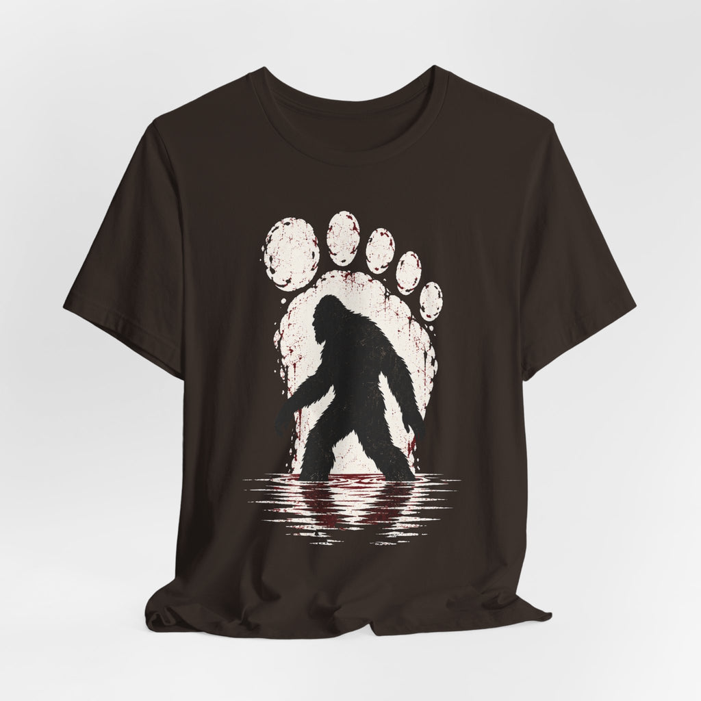 Bigfoot Paw Print Silhouette Tee in Black Heather - Bigfoot paw print silhouette shirt, Barely Outdoorsy Bella Canvas