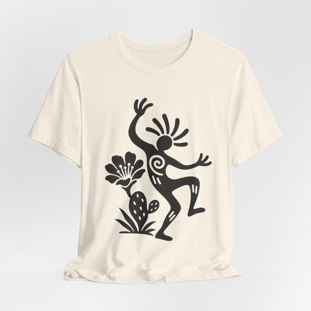 Sun Dancer Petroglyph Tee in Heather Prism Ice Blue - Southwest sun dancer shirt, Barely Outdoorsy Bella Canvas