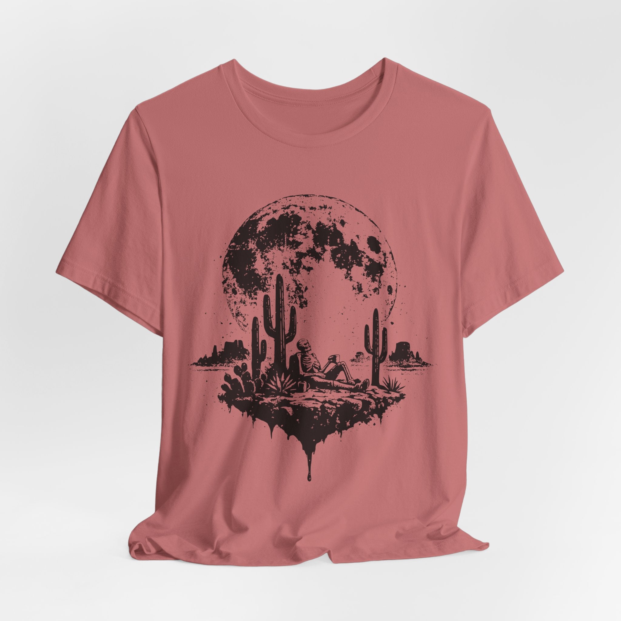Skeleton Desert Coffee T-Shirt in White - funny skeleton Southwest coffee graphic tee, Bella Canvas 3001