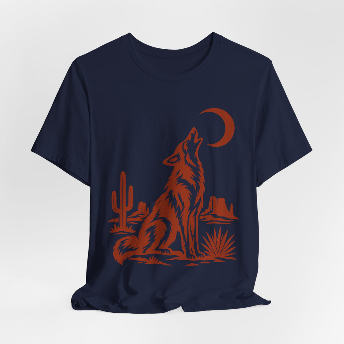 Coyote Moon Silhouette T-Shirt in Heather Prism Lilac - bold coyote howling moon graphic tee, Barely Outdoorsy