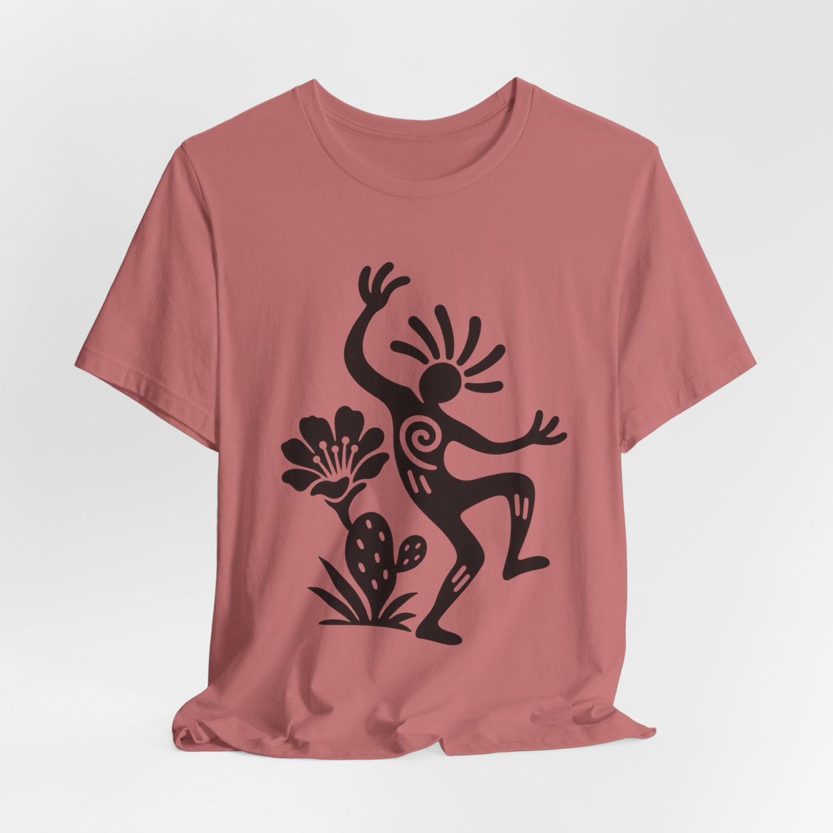Sun Dancer Petroglyph T-Shirt in Athletic Heather - Southwest petroglyph sun dancer graphic tee, Barely Outdoorsy Bella Canvas 3001