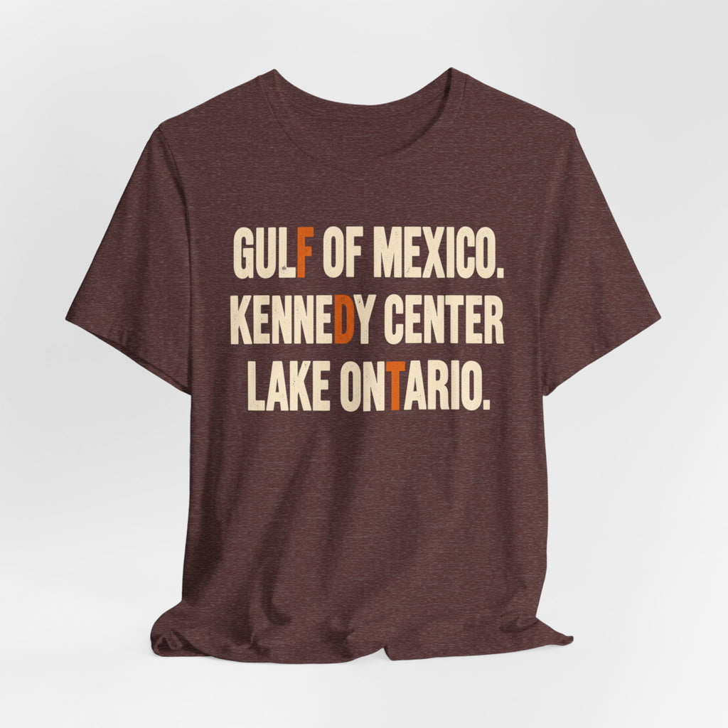 Gulf of Mexico Kennedy Center Lake Ontario Tee in Heather Maroon - bold naming resistance shirt, Barely Outdoorsy Bella Canvas