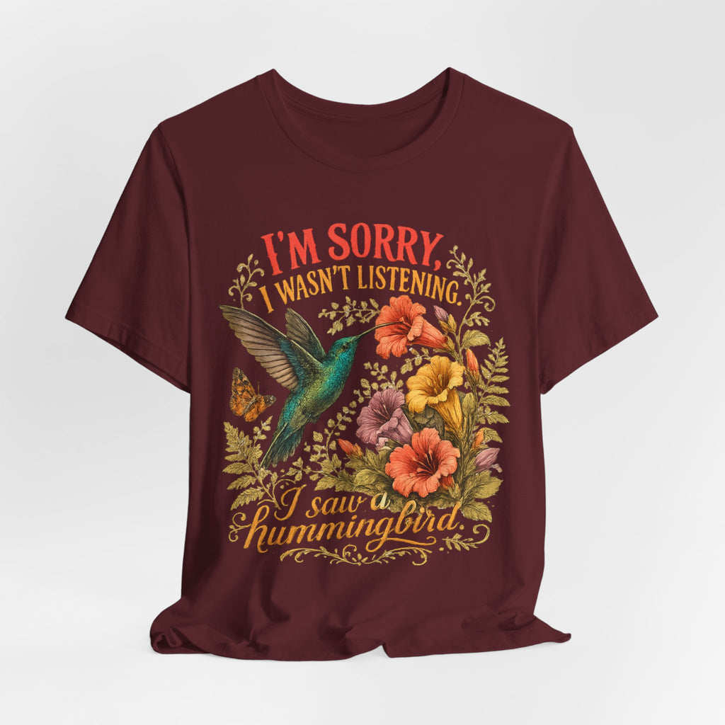 I Saw A Hummingbird T-Shirt in Black Heather - funny birder nature humor graphic tee, Barely Outdoorsy