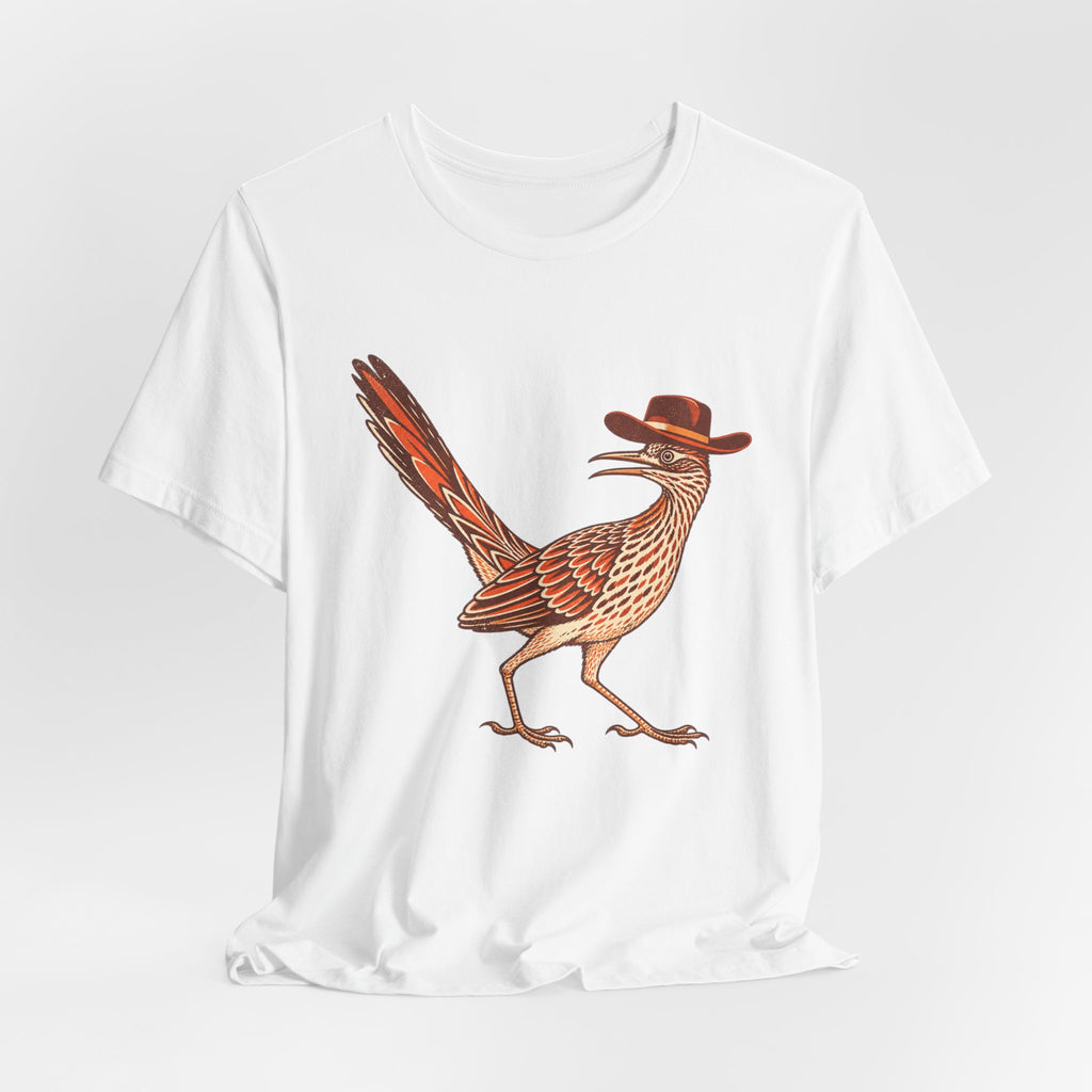 Cowboy Roadrunner T-Shirt in Heather Brown - funny Southwest cowboy roadrunner humor graphic tee, Barely Outdoorsy