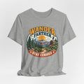 Wander Farther Stay Curious Tee in Black Heather - retro hiking wander curious shirt, Barely Outdoorsy Bella Canvas