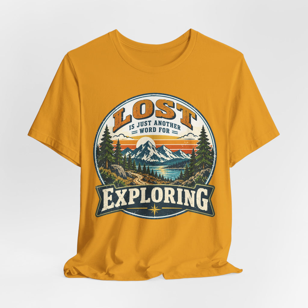 Lost Is Just Another Word For Exploring Tee in Maroon - funny hiking lost exploring shirt, Barely Outdoorsy Bella Canvas 3001