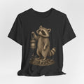 Raccoon Lantern T-Shirt in White detail - vintage raccoon lantern moonlit close-up graphic
