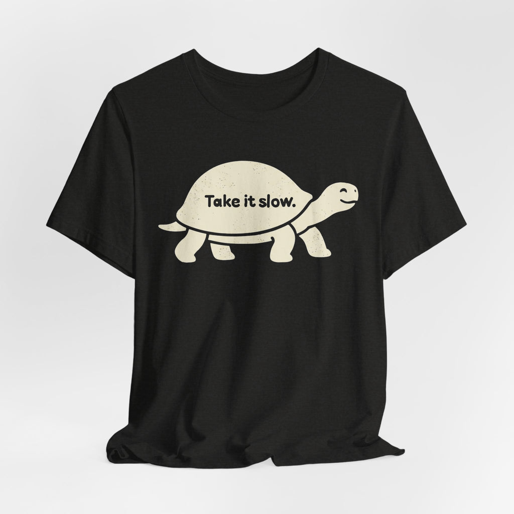 Take It Slow T-Shirt in Heather Grass Green - minimalist turtle Hiking Club graphic tee, Barely Outdoorsy