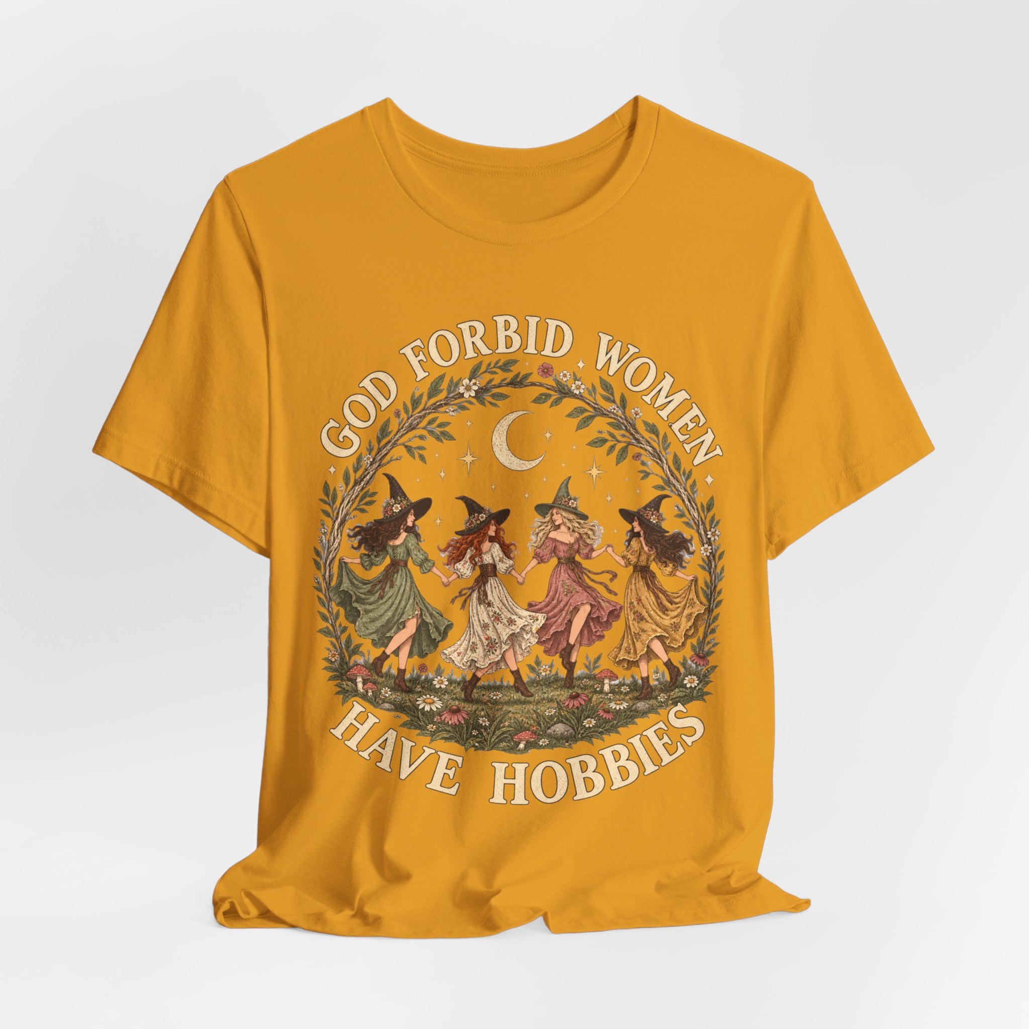 God Forbid Women Have Hobbies Witch Tee in Black Heather - funny witch hobbies dark shirt, Barely Outdoorsy Bella Canvas