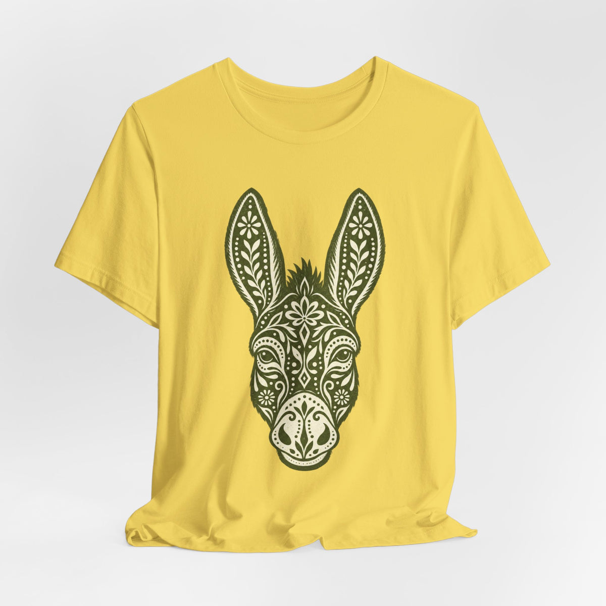 Ornamental Folk Art Donkey T-Shirt in Tan - funny folk art ornamental donkey wildlife graphic tee, Barely Outdoorsy