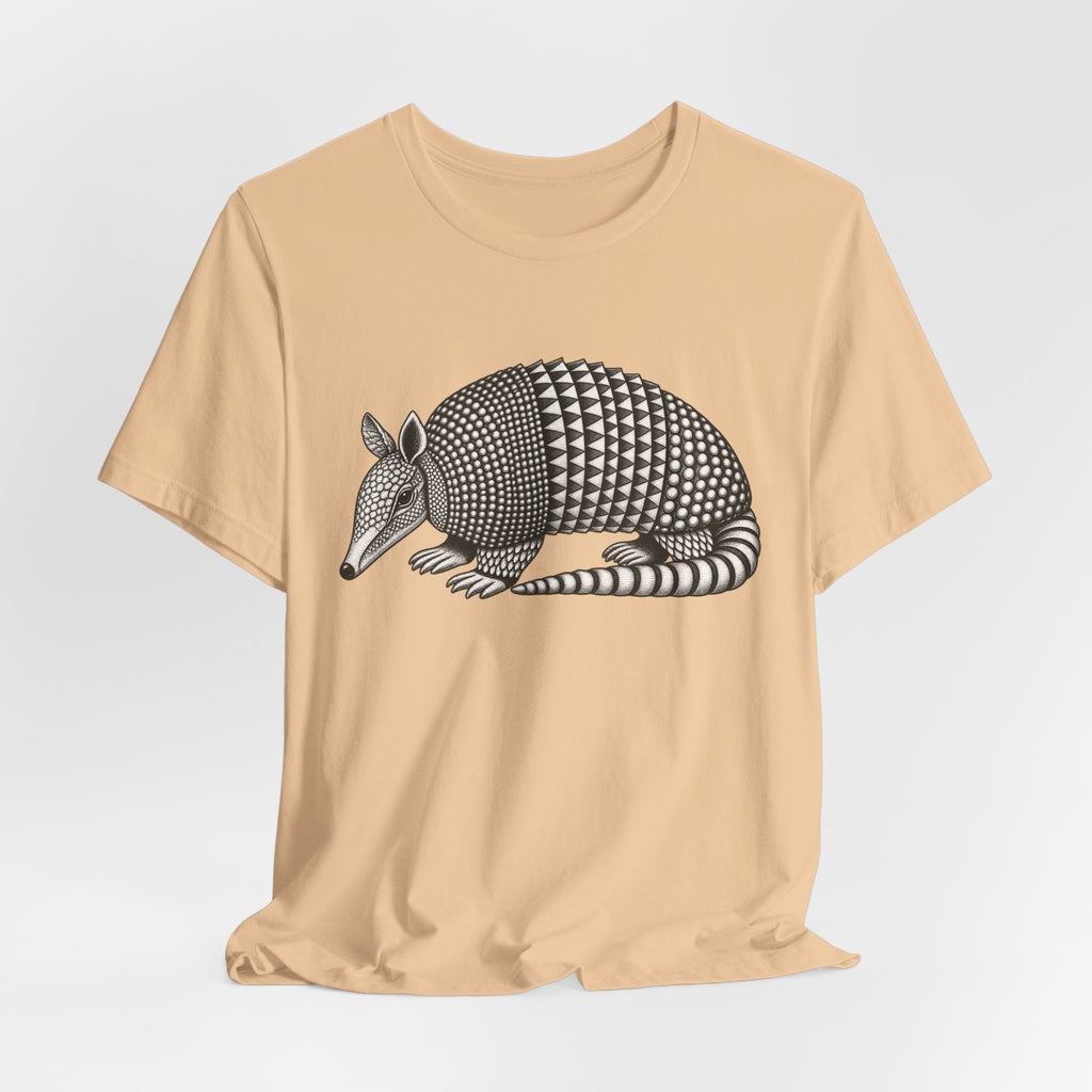 Nine-Banded Armadillo Fine Line T-Shirt in Mustard - vintage armadillo fine line graphic tee, Barely Outdoorsy Bella Canvas