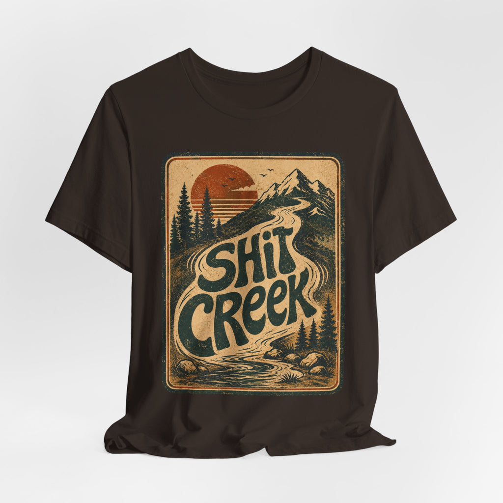 Shit Creek Retro Mountain T-Shirt in Navy - funny retro mountain hiking graphic tee, Barely Outdoorsy