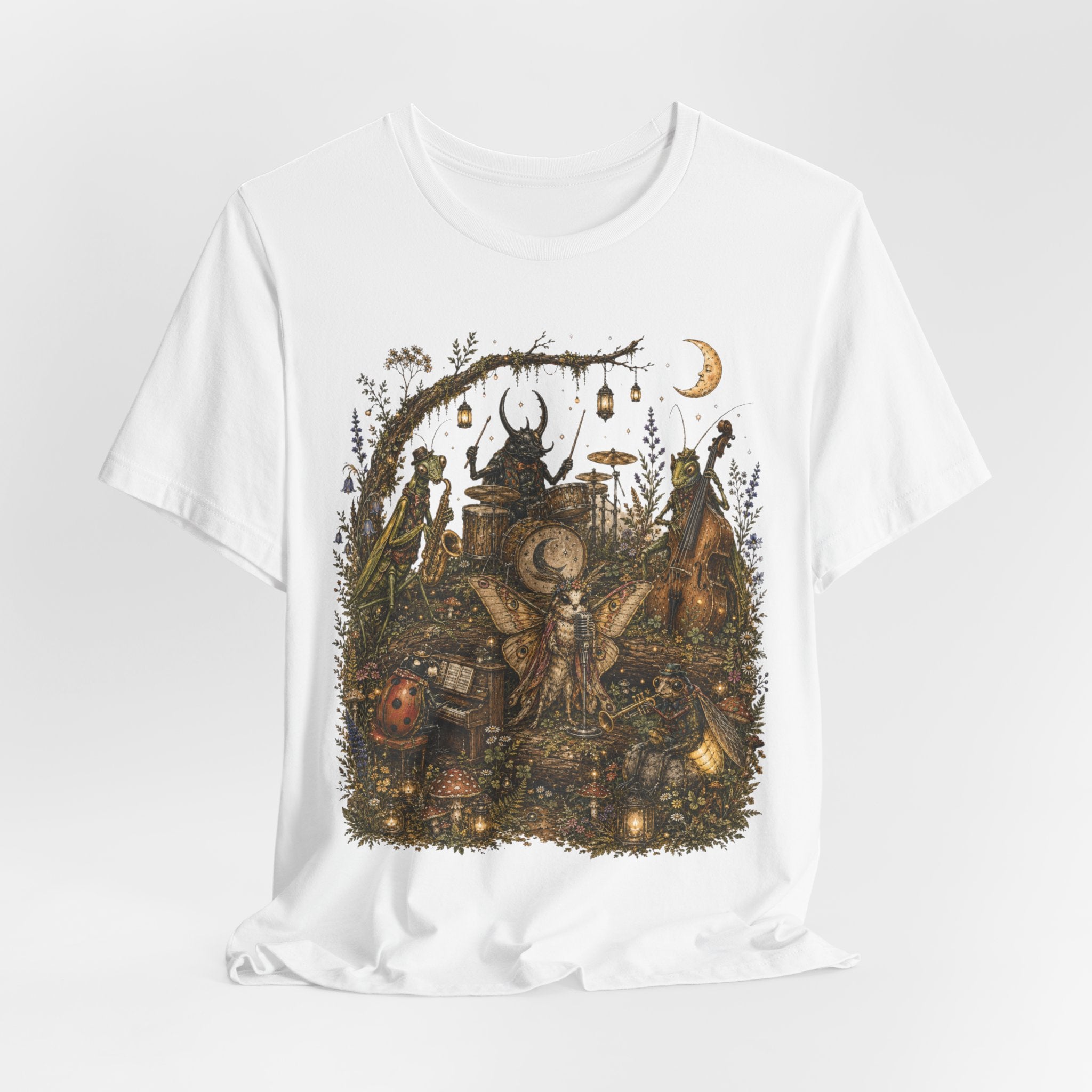 Bug Band Moonlight Concert Tee in Navy - bug band moonlight concert humor shirt, Barely Outdoorsy Bella Canvas 3001