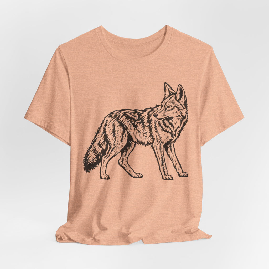 Coyote Fine Line Portrait Tee in White - fine line coyote Southwest portrait shirt, Barely Outdoorsy