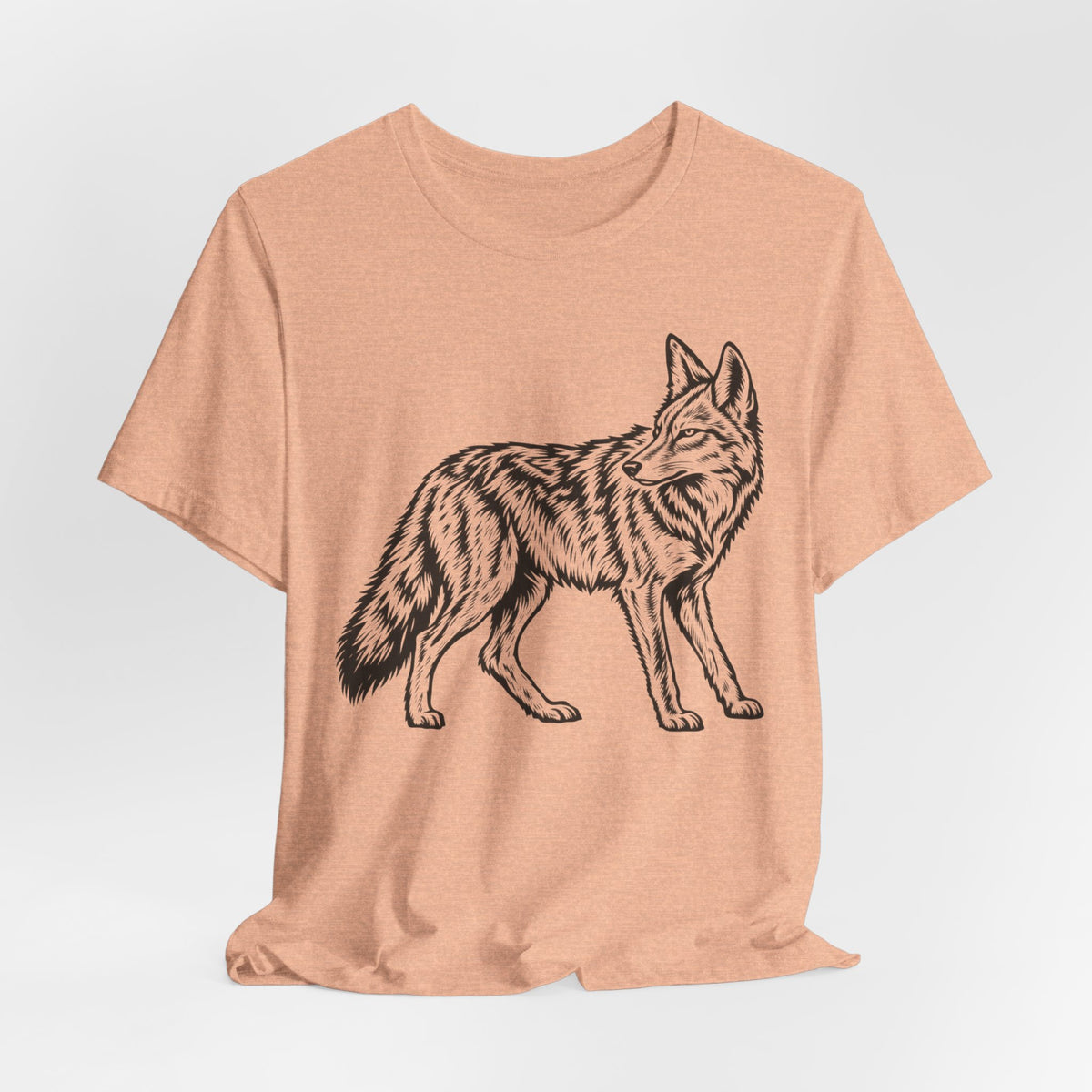 Coyote Fine Line Portrait Tee in White - fine line coyote Southwest portrait shirt, Barely Outdoorsy