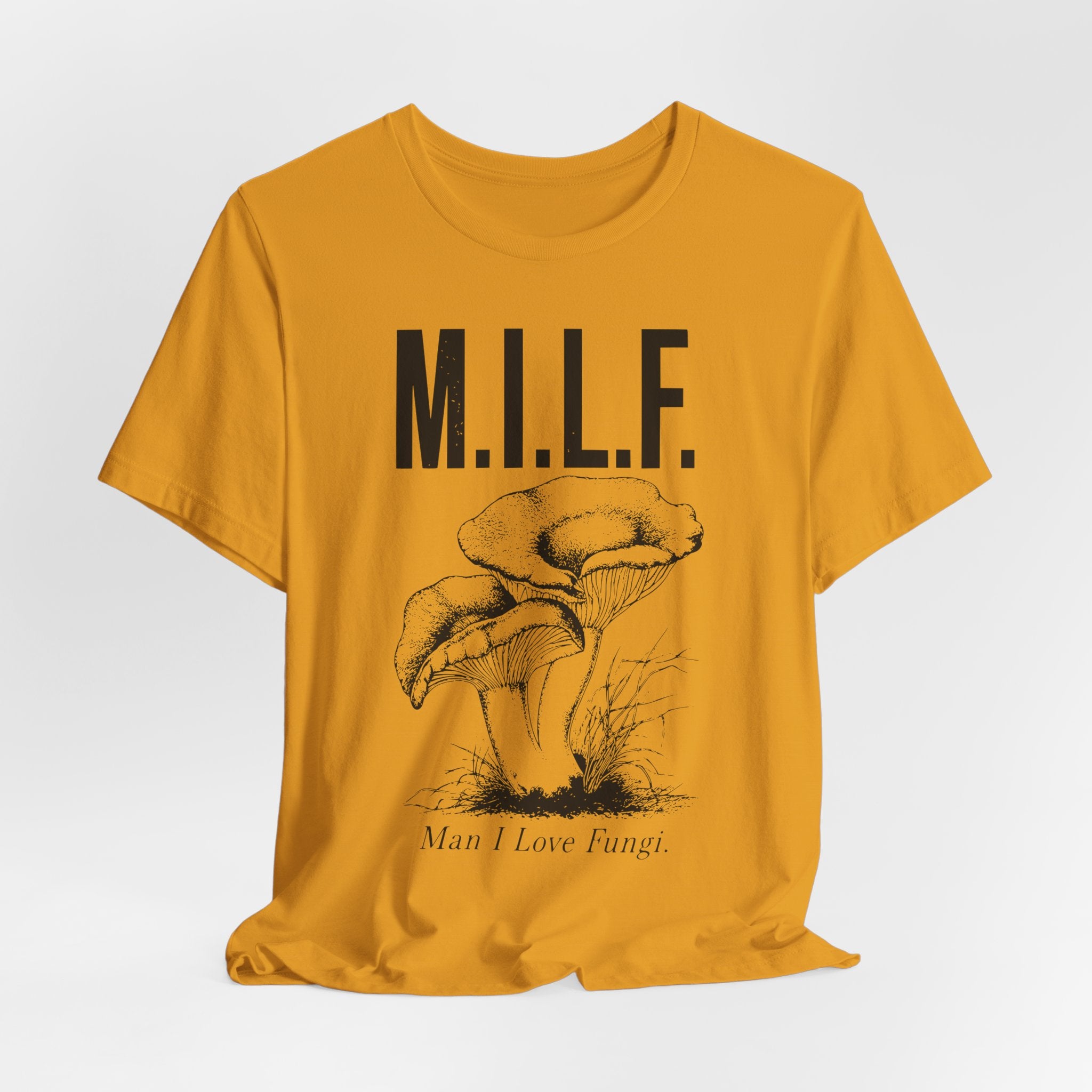 Man I Love Fungi Tee in Heather Ice Blue - funny mushroom pun mycology shirt, Barely Outdoorsy Bella Canvas