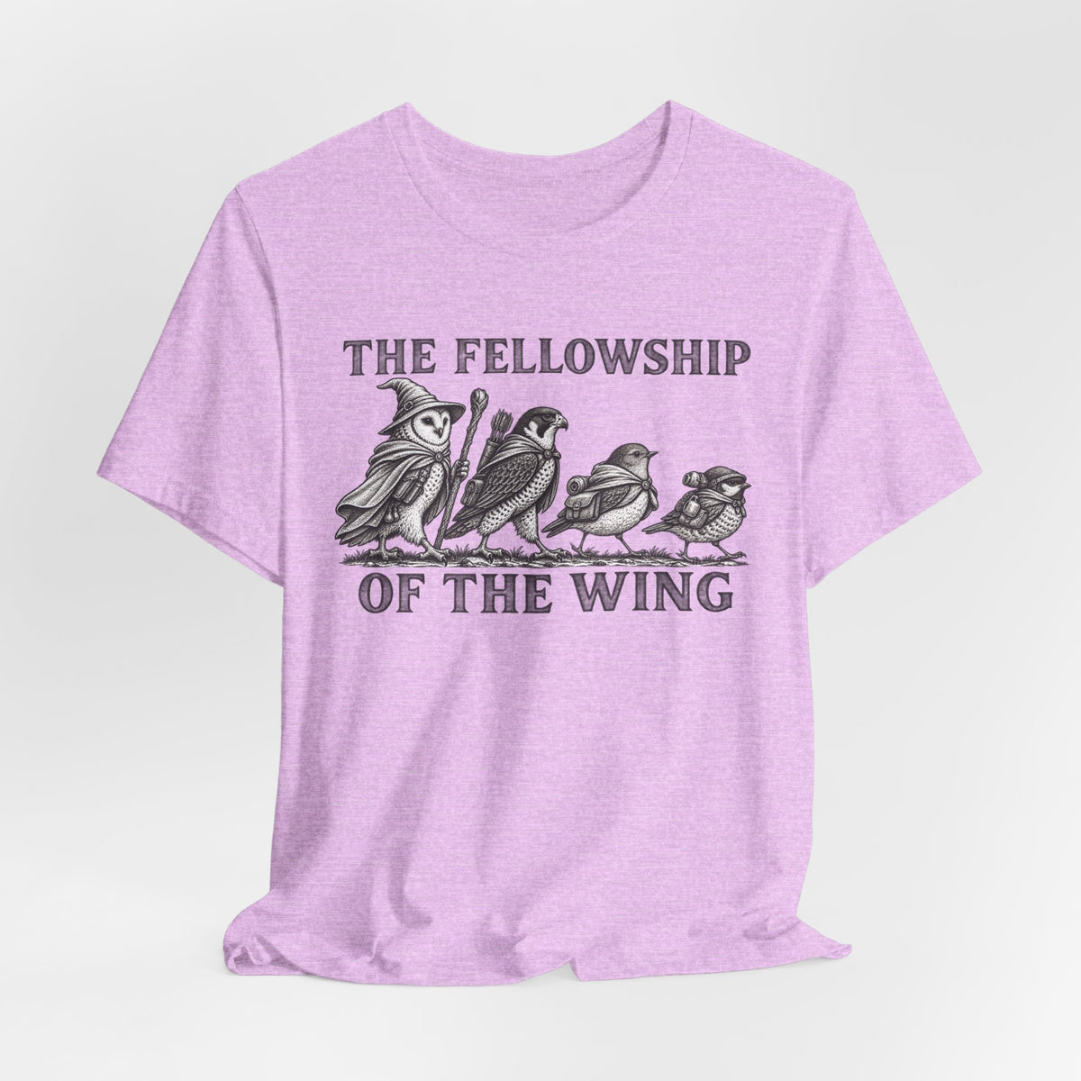 The Fellowship of the Wing T-Shirt in Heather Peach - murmuration starling flock graphic tee, Barely Outdoorsy