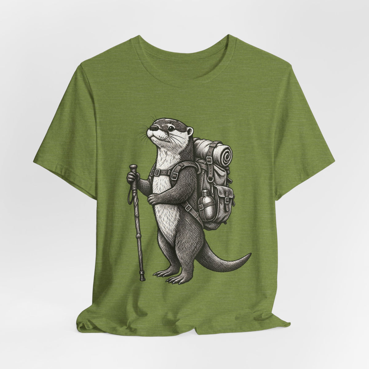 Otter Backpacker T-Shirt in Vintage Black - funny otter backpacking graphic tee, Barely Outdoorsy