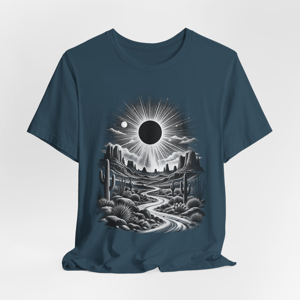 Desert Solar Eclipse T-Shirt in Brown - Southwest desert solar eclipse celestial graphic tee, Barely Outdoorsy