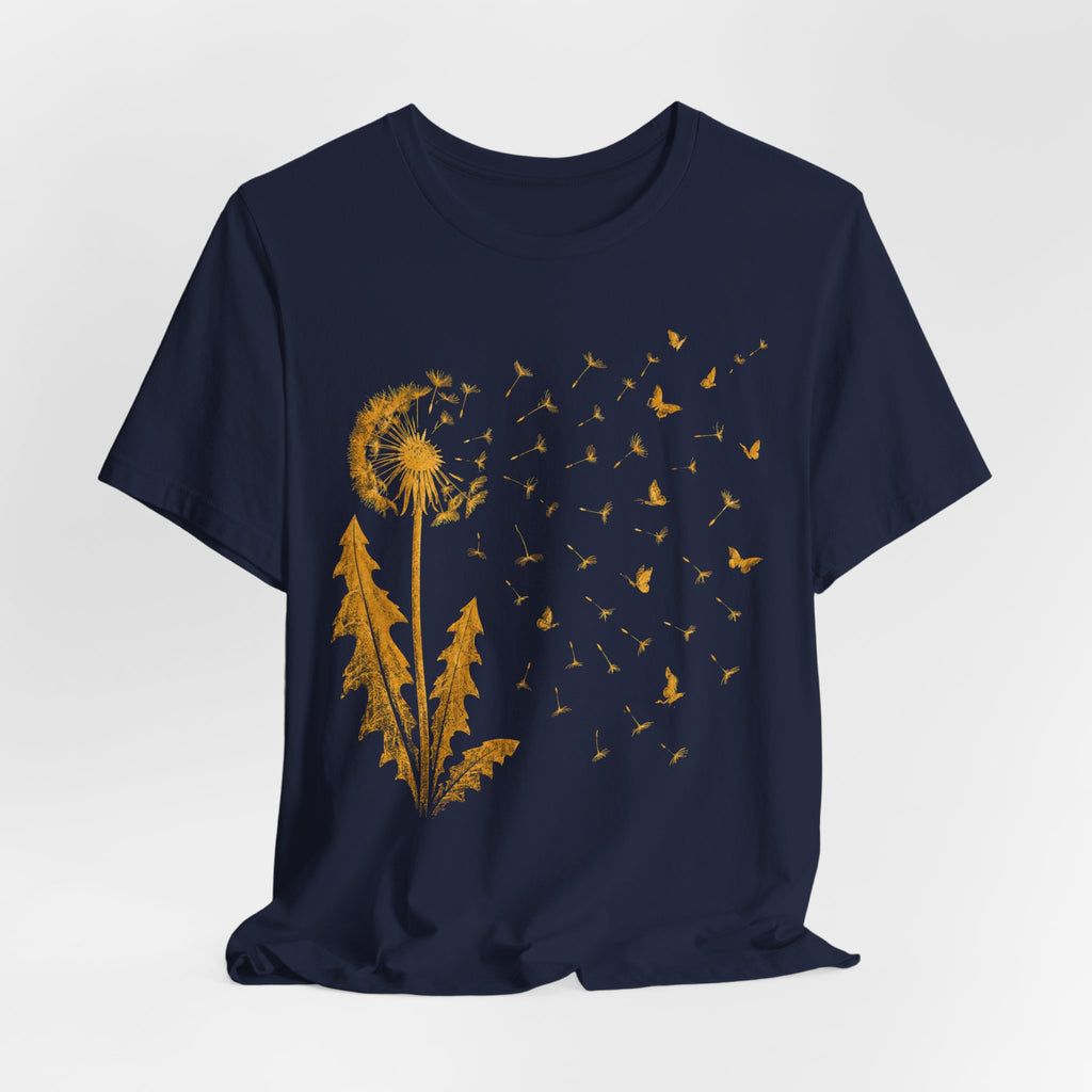Dandelion Butterflies Wish Tee in Brown - botanical dandelion butterfly nature shirt, Barely Outdoorsy Bella Canvas 3001