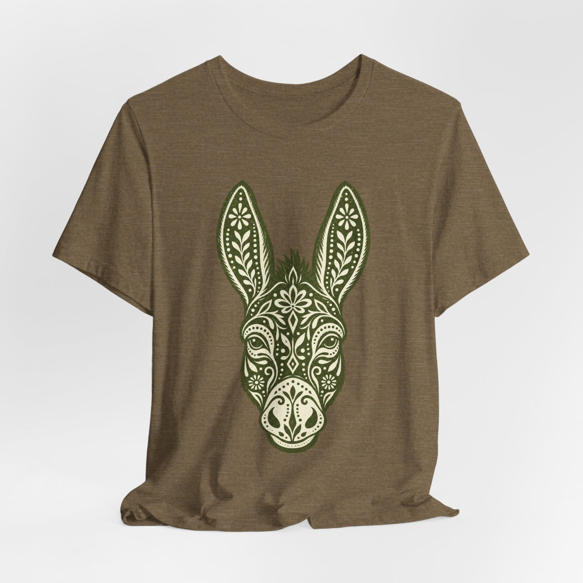Ornamental Folk Art Donkey T-Shirt in Heather Team Purple - funny folk art ornamental donkey wildlife graphic tee, Barely Outdoorsy