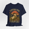 Living The Dream Frog Tee in Heather Ice Blue - lazy frog hammock humor outdoor shirt, Barely Outdoorsy