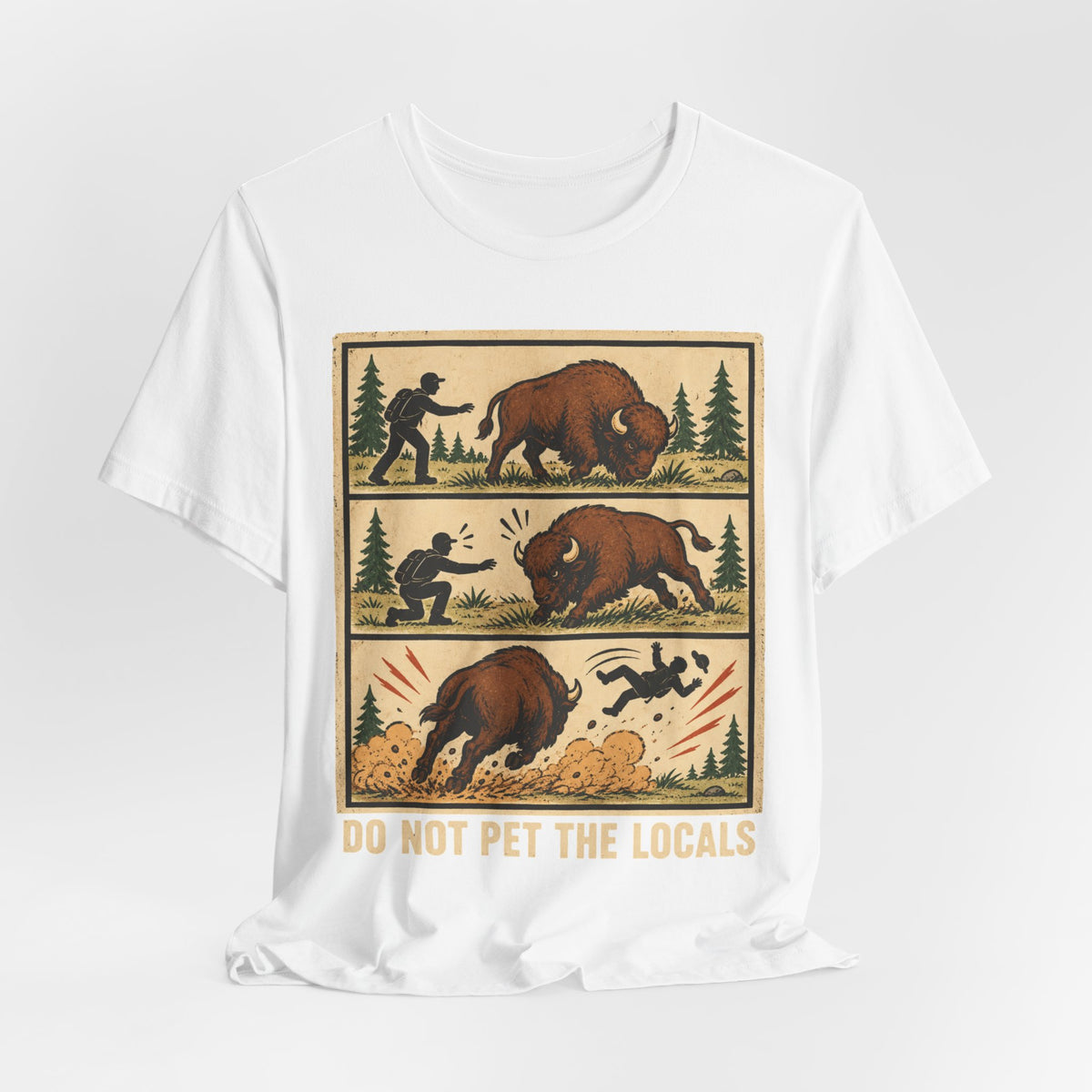 Do Not Pet the Locals Bison Tee in Deep Heather - funny bison do not pet humor shirt, Barely Outdoorsy