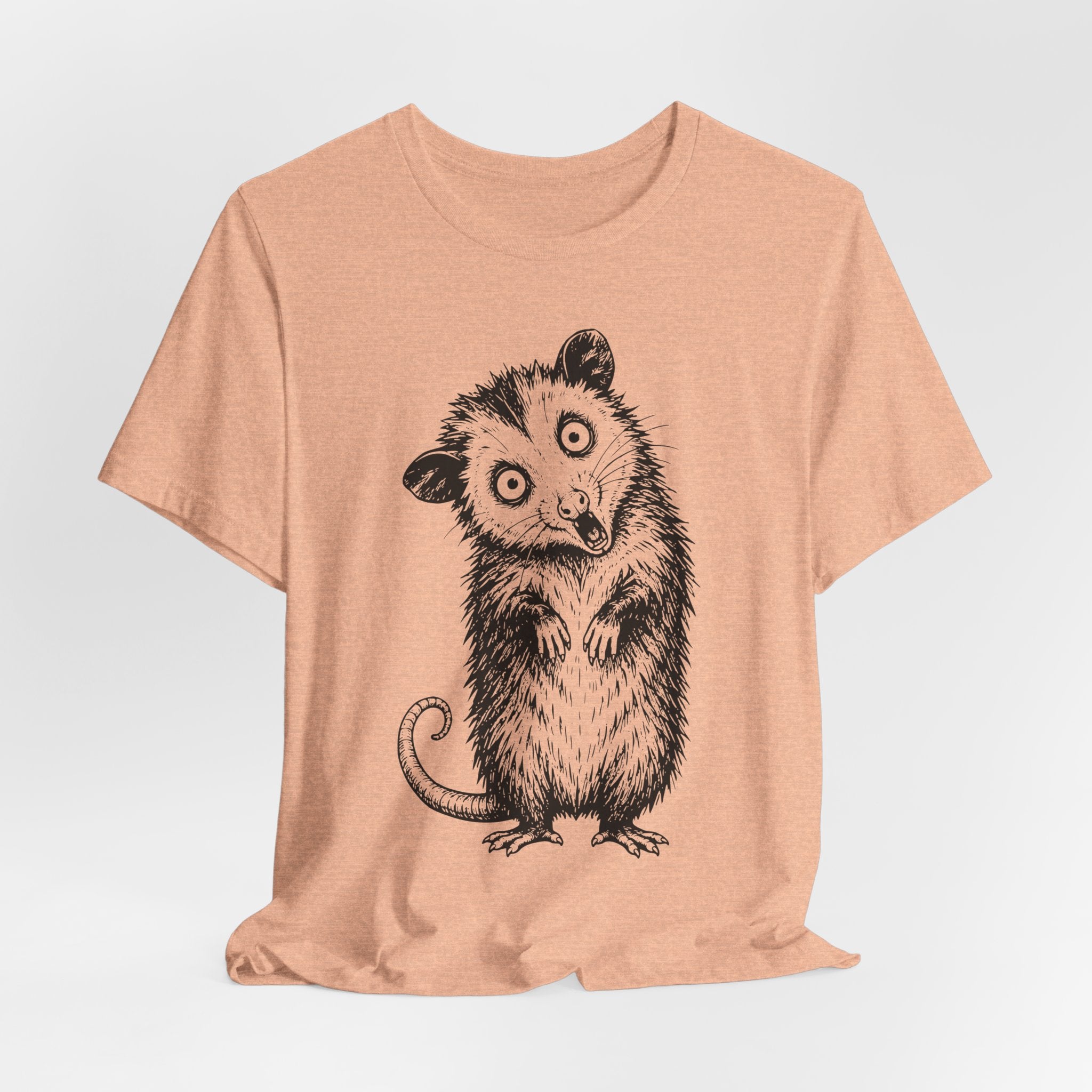 Unhinged Opossum T-Shirt in White - funny possum unhinged graphic tee, Barely Outdoorsy Bella Canvas