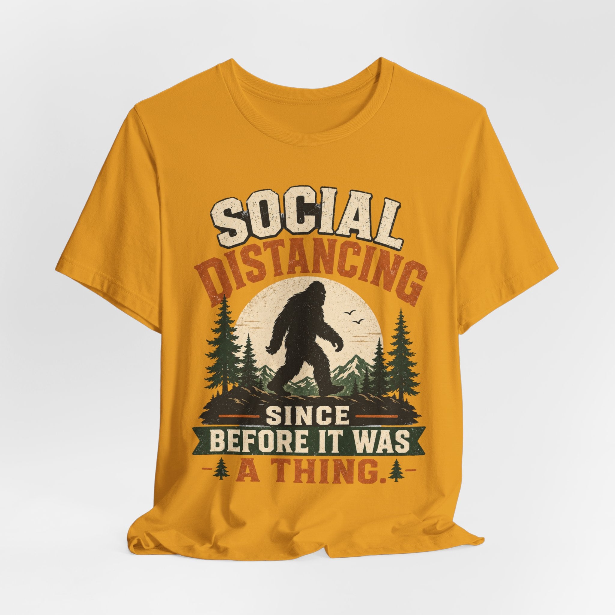 Social Distancing Since Before It Was A Thing T-Shirt in Navy detail - cryptid antisocial graphic tee by Barely Outdoorsy