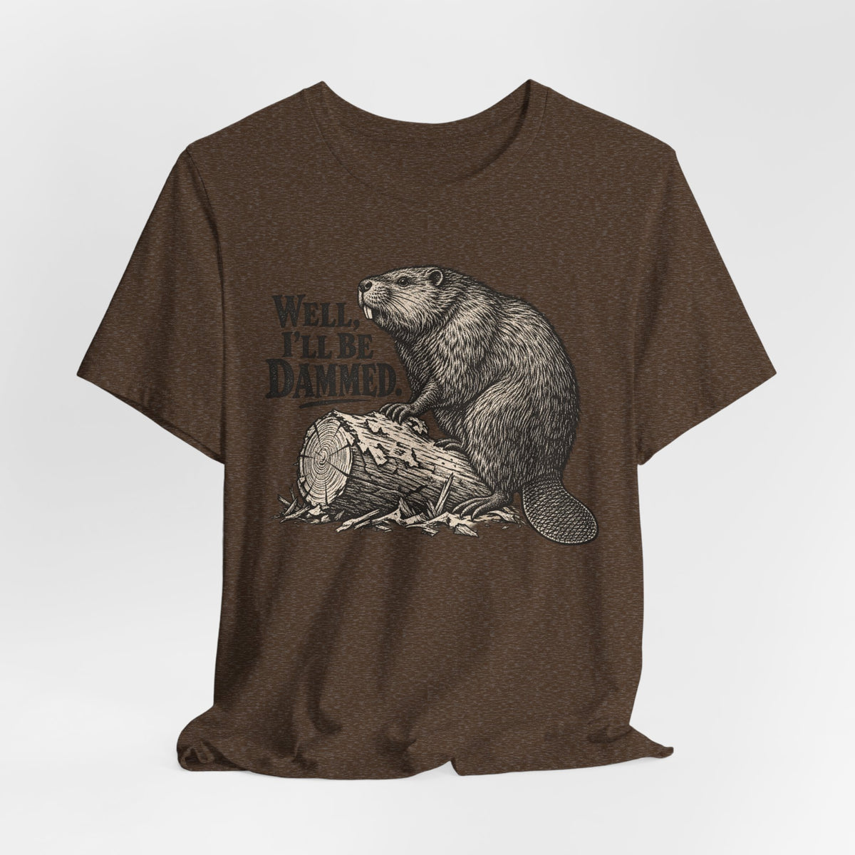 Well I'll Be Dammed Beaver T-Shirt in Storm - funny beaver dam pun graphic tee, Barely Outdoorsy