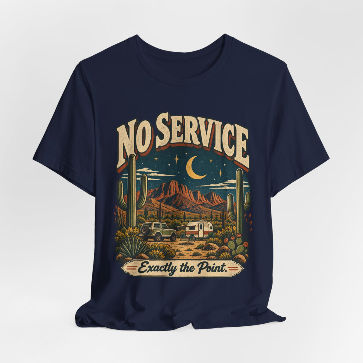 No Service Exactly the Point T-Shirt in Black Heather - funny off-grid hiking graphic tee, Barely Outdoorsy